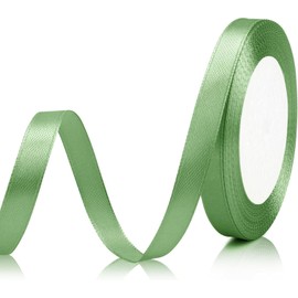 3/8 Inch 25 Yards Sage Green Ribbon for Tree Ribbon Decorations, Fine Christmas Ribbon, Sage Green Ribbon for Gift Wrapping