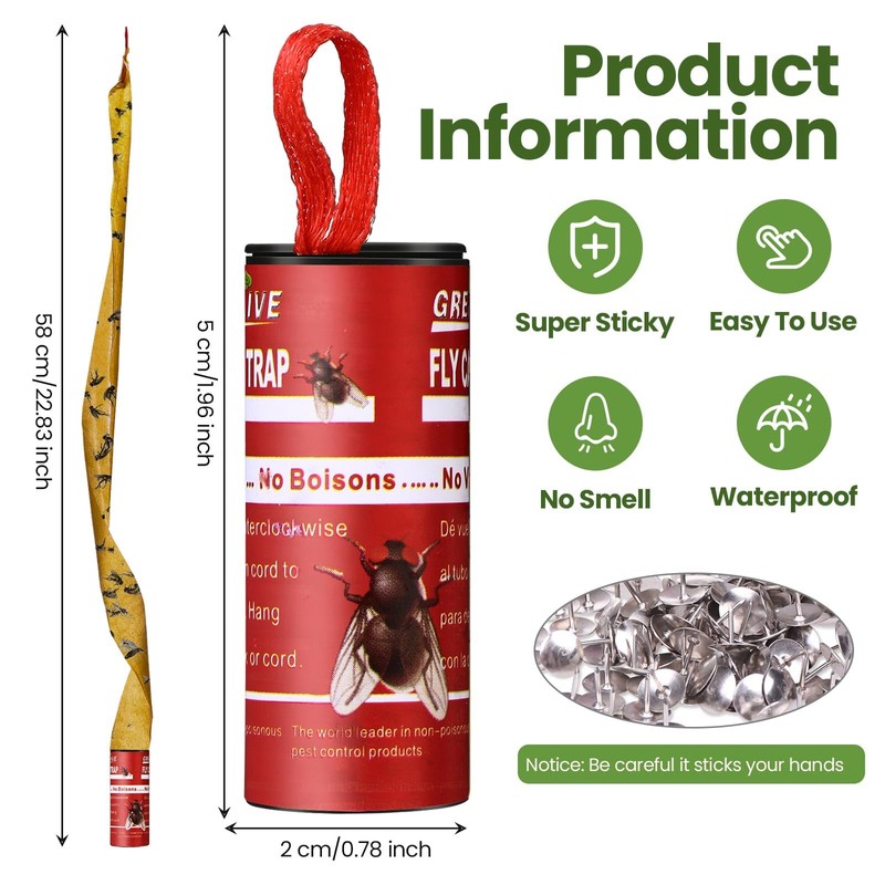 Qualirey 160 Pack Fly Strips Sticky Fly Trap Indoor Outdoor
