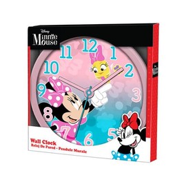 HOVUK Minnie Mouse 25cm Wall Mount Clock, Made of Plastic With Printed Kids Character, Multicolour Learning Clock For Kids Girls 3+Year