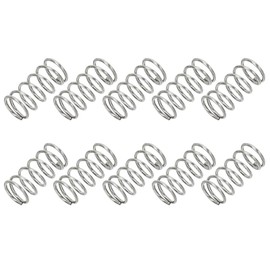 PATIKIL Compression Spring, 0.5mm Wire Dia x 5mm OD x 10mm L, 10 Pcs 304 Stainless Steel Mechanical Extension Small Springs Pen Springs Assortment Kit for Shop and Home Repairs