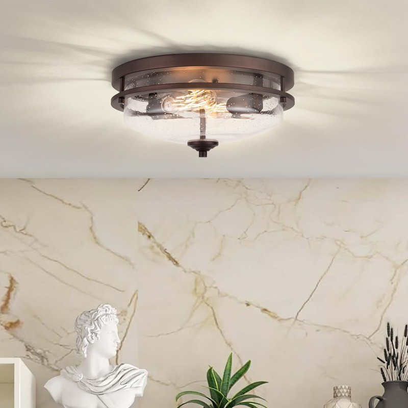 Edwarmlux Flush Mount Ceiling Lights, 2-Light Farmhouse Close to Ceiling