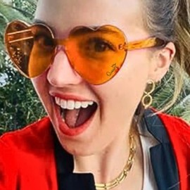 CJ&M Pack of 3 Sunglasses Heart Glasses Queen Summer Girls Evening Gift Costume Carnival Gift Idea for Aperol Lovers (Aperol)