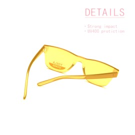 OLINOWL Oversized Square Rimless Sunglasses Tinted Unisex Women Men One Piece colored Transparent Eyewear Retro Eyeglasses