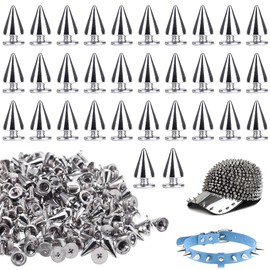 VZXQX 100 Pieces Punk Rivets, 7 x 10 mm Decorative Rivets Set, Silver Metal Killer Rivets, Pointed Rivets for Screws, Metallic Cone Spikes Rivets for Leather, Clothes, Bags, Shoes, DIY Leather Crafts
