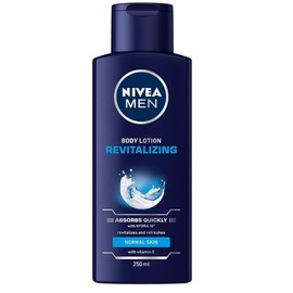 NIVEA Men Pack of 4 Body Lotion, 4 x 250 ml Bottles, Revitalising Body Lotion, Absorbs Quickly, for Normal to Dry Skin