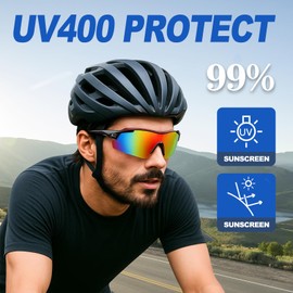 Polarized Cycling Sunglasses for Men Women - UV400 Protection, 30g Ultra-Light, Replaceable Headband, Adjustable Nose Pad & Myopia Frames, Sports Glasses for Running Driving Fishing Golf ( Black )