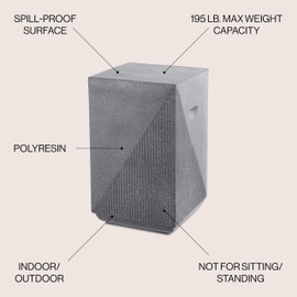 JONATHAN Y TBL1104B Adrian 20.75" Contemporary Minimalist Square Indoor/Outdoor Accent Table Modern, Mid-Century, Art Deco, Contemporary, Patio, Garden, Bathroom, Living Room, Gray Terrazzo Finish