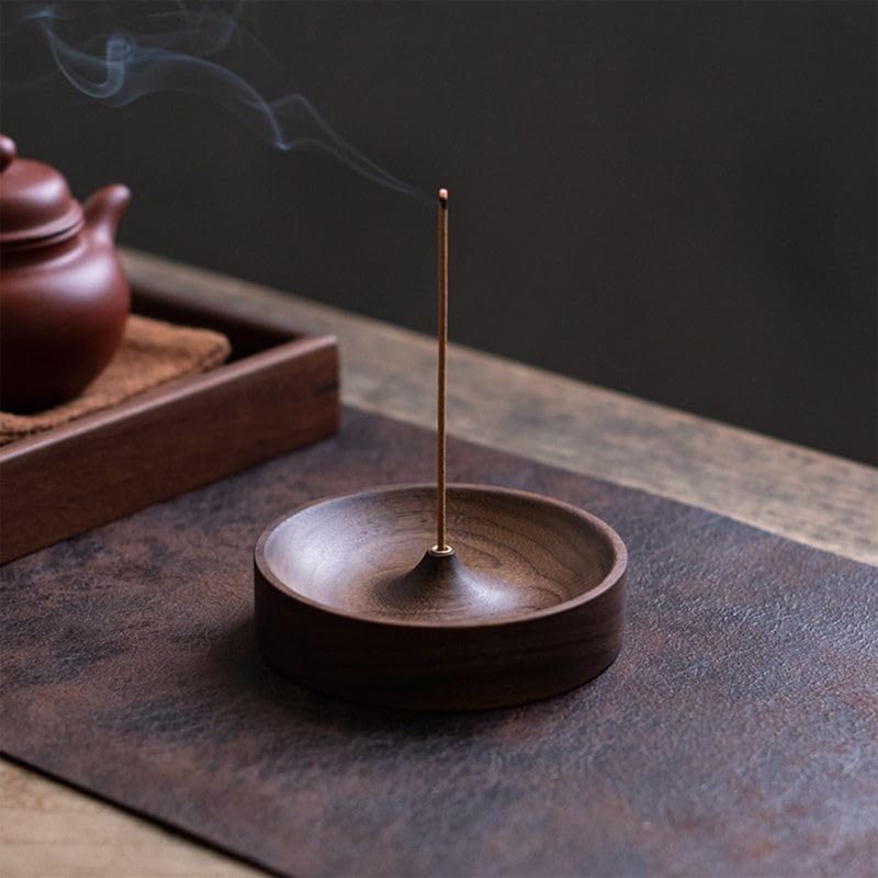 Cozioz Black Walnut Incense Holder – Solid Wood Burner with