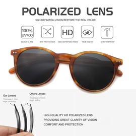 MOSTAR Classic round acetate sturdy frame polarized UV400 protection lens demi sunglasses