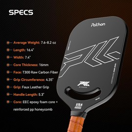 Carbon Fiber Pickleball Paddle, Professional Raw Carbon Fiber Pickleball for Power & Control, Polymer Honeycomb Core, USAPA Approved T300 Pickleball Racket