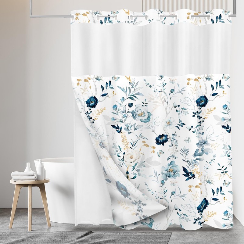 Tititex No Hooks Snap in Liner Rustic Blue White Floral