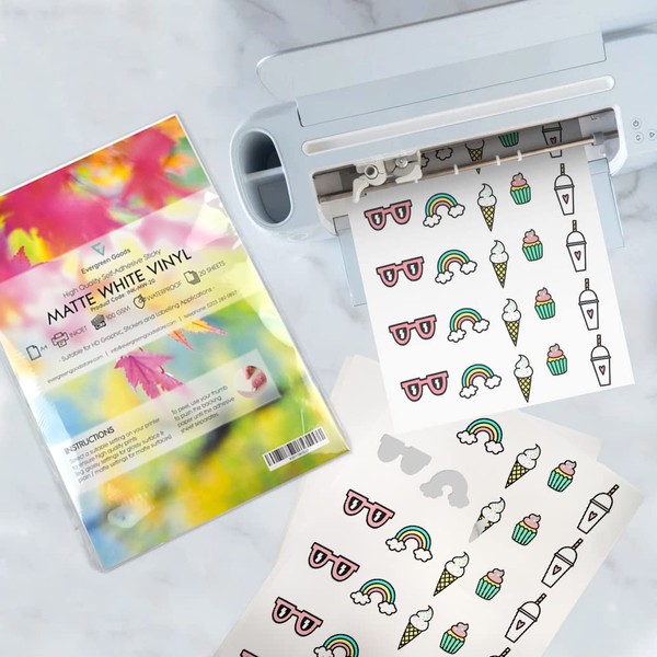 Evergreen Goods 10 Sheets Printable Sticker Vinyl for Cricut Cutters