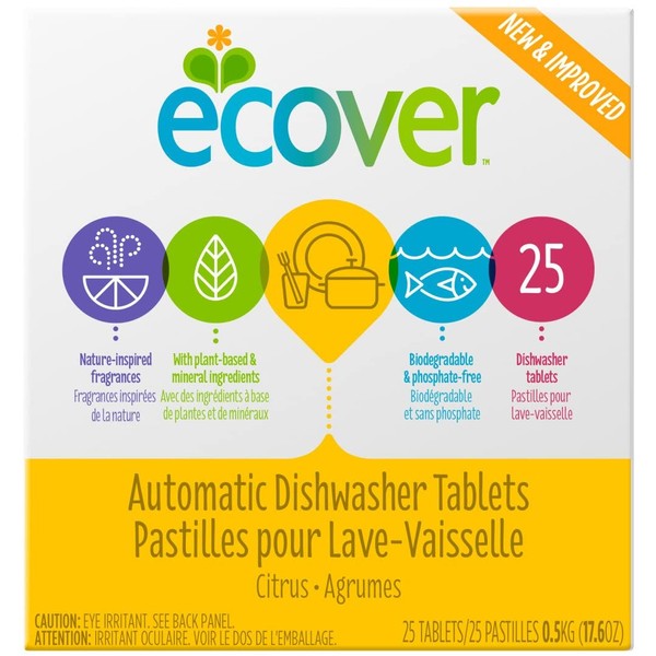 Ecover Automatic Dishwasher Soap Tablets, Citrus, 25 Count