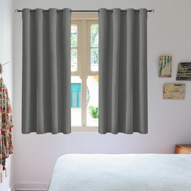Tenger Home Blackout Curtain Curtains Opaque Curtain Bedroom with Eyelets Pack of 2 (Grey, 70 x 120 cm)