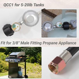 2 Feet Propane Hose with Regulator & Gauge, Low Pressure regulator with 3/8 inch Female Flare，Fitting for Most LP Gas Grill， Weber, Charbroil, Nexgrill Grill, Propane Patio Heater and Fire Pit