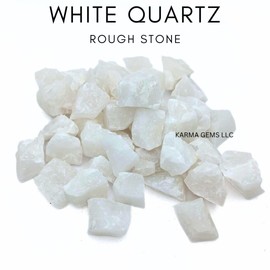 Karma Gems 1lb White Quartz Rough Crystals - Raw Stones for Balancing Energy - Tumbling Rocks for Jewelry Making, Wire Wrapping & Gem Mining - Gemstones for Reiki Healing - Ideal for Home Decoration