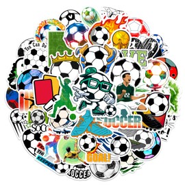 50 Pcs Soccer Stickers for Kids Teens Adults Boys,Laptop,Skateboard,Luggage,Car,Bike,Cup,Computer,Water Bottle Stickers Pack Decor,Football Vinyl Waterproof Sticker Decal