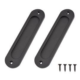 MOROBOR Oval Recessed Sliding Door Handles, 2 Pack Matte Black Flush Pull Aluminum Alloy Cabinet Door Finger Handles with Fixing Screws for Sliding Door 15cm