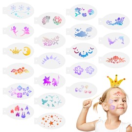 Glitter Tattoo Stencils, Pack of 20 Reusable Tattoo Stencils, Children's Make-Up Stencils, Colour Glitter Tattoos Children for Body Face Make-Up for Holiday Party Birthdays