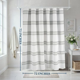 LANE LINEN Grey Shower Curtain – 2-in-1 Laminated Fabric Shower Curtain 72"x72", Waterproof Waffle Weave, No Liner Needed, Modern Spa Style, Easy to Clean & Maintain – Grey