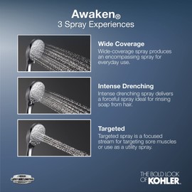 KOHLER 98362-G-BN Awaken B90 Multi-Function Handshower Kit, Handheld Shower Head with 24" Slidebar and 60" Hose, 1.75 GPM, Brushed Nickel