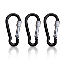 Screw Carabiner Small Set of 3, Carabiner Hook, Black Carabiner Keyring, Mini Carabiner with Screw Lock for Key Ring, Camping, Trekking, Hiking, Fishing (Black)