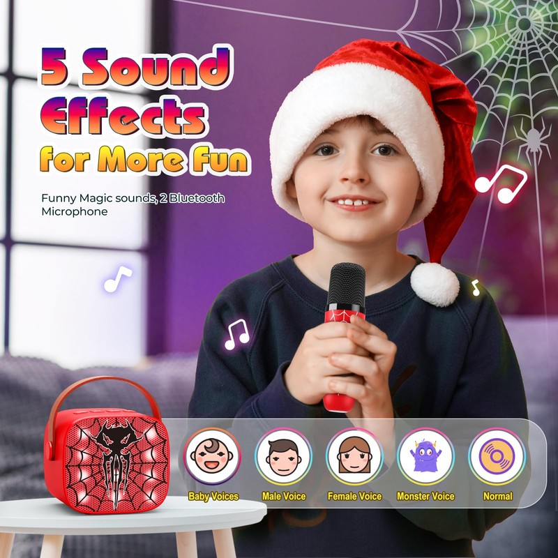 Braxel Karaoke Machine with 2 Bluetooth Microphones, Children, Gift Boy