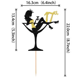 1 decoración de pastel para niña sentada con purpurina, diecisiete de tacón alto, para niñas de 17 años, para niñas de 17 años, decoración de pasteles, decoración de pasteles, color dorado