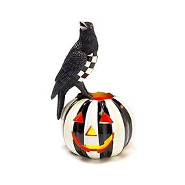 MACKENZIE-CHILDS Courtly Check Crow on Illuminated Pumpkin