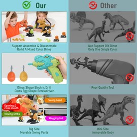 NORYOSE Dinosaur Toys for 3, 4, 5, 6, 7, 8 Year Old Boys, Take Apart Kids Toys with Electric Drill STEM Construction Building Educational Toys, Party Christmas Birthday Gifts for Boys Girls
