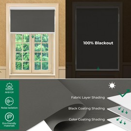 Allesin Motorized Roller Blinds with Remote Control for Windows, Blackout Smart Roller Shade, Battery Powered Electric Blind (Dark Gray 23" W x 72" H)