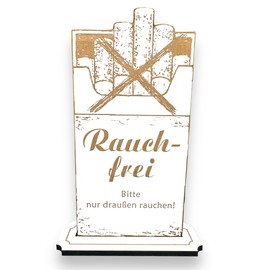 Dekolando Rauchfrei Aufsteller - Bitte nur draußen rauchen - Zigaretten Sign Nonsmoker Rauchverbot Decorative Smoking Prohibition Sign 10 x 20 cm