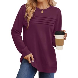 WIHOLL Womens Fall Tops Long Sleeve Shirts for Women Dressy Fall Sweatshirt Loose Fit Purple L