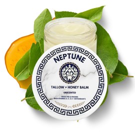 Tallow and Manuka Honey Balm, 2 oz, Unscented, Grass Fed Grass Finished, Face Cream, Body, Lotion, and Lip Balm