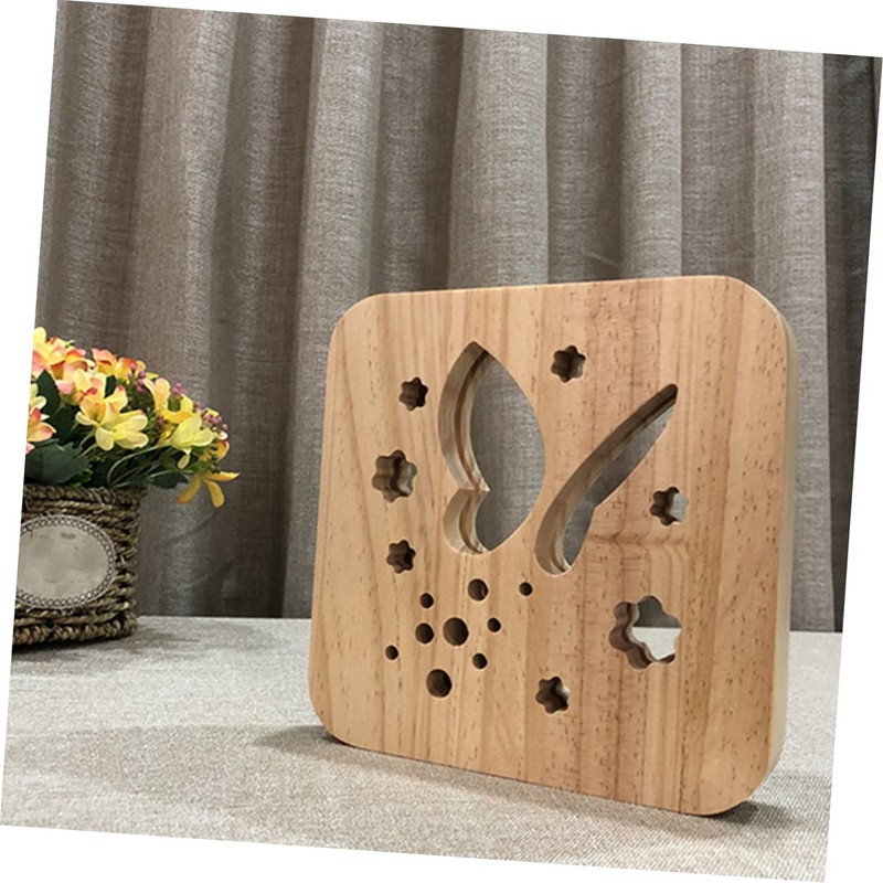 Operitacx 1Pc Hollowed Wooden Night Light Powered Pine Lamp Unique