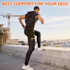 Wegitcs 1 Pair Thigh High Compression Stockings for Women Men, 20-30mmHg Footless Graduated Compression Socks, Medical Support Sock for Varicose Veins, Edema, Post-Surgery, Sports (Black, Small)