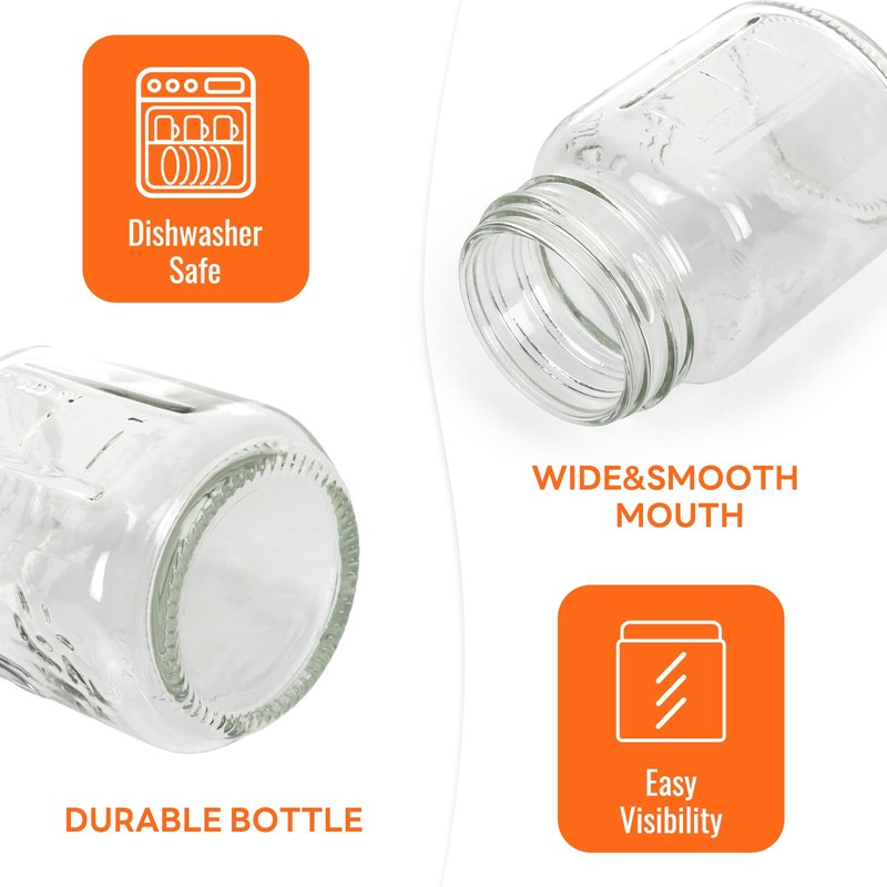 TOEKSIX 4oz Glass Mason Spice Jars 30 Pack, Empty Round