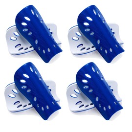 Shin Guards for Soccer - 4 Pairs Shin Pads for Kids Youth Adult, Lightweight Breathable - Football, Baseball, Hockey Protective Gear -Blue