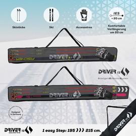 Driver13 Cross-Country Ski Bag Adjustable Length 195-215 cm Black Space for Poles