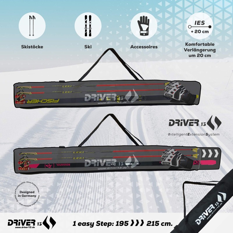 Driver13 Cross-Country Ski Bag Adjustable Length 195-215 cm Black Space