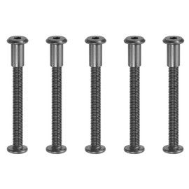 PATIKIL M8 x 50 mm Hex Chicago Screws, 5 Set Binding Screw Posts Connecting Hex Drive Socket Cap Bolt Nuts for Scrapbook Leather Belt Album Photo Furniture Repair, Black
