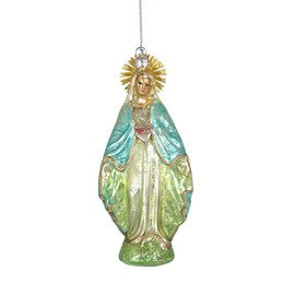 Saint Virgin Mary Savior Mother of Jesus Christmas Tree Glass Ornament