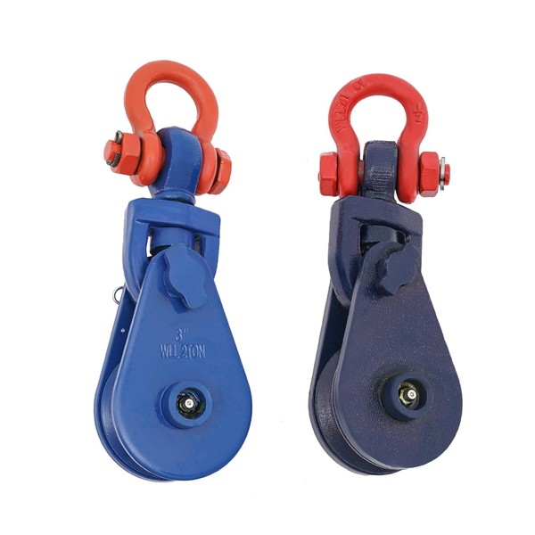 JIBIENI 2PCS 2T Snatch Block with Hook,Bearing Pulley Hook Lifting