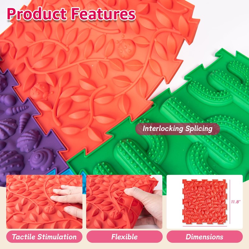 Edusense Sensory Mat for Autism Children - Textured Puzzle Play