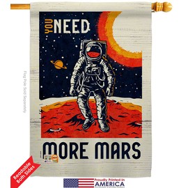 NASA More Mars House Flag Dowel Set Armed Forces Space Program Discovery Sky Astronomy United State American US Small Decorative Gift Yard Banner Double-Sided Made in USA 28 X 40