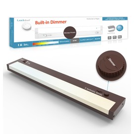 Leetdud Under Cabinet Lights Plug in or Hardwired Built-in Dimmer, 16 Inch 8W, 5CCT 2700K-5000K, Linkable Undercounter Lighting for Kitchen, ETL Dimmable LED Undercabient Light Fixture, Bronze