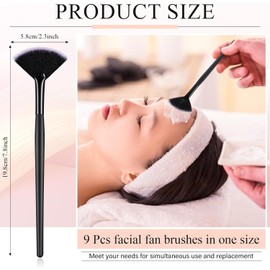 Maitys 6 Piezas Abanico Mascarilla Cepillos Suave Abanico Mascarilla Facial Aplicador Herramientas Pincel Pinceles de Maquillaje Herramientas Cosméticas Con Asa para Mascarilla Peel Maquillaje Mujeres