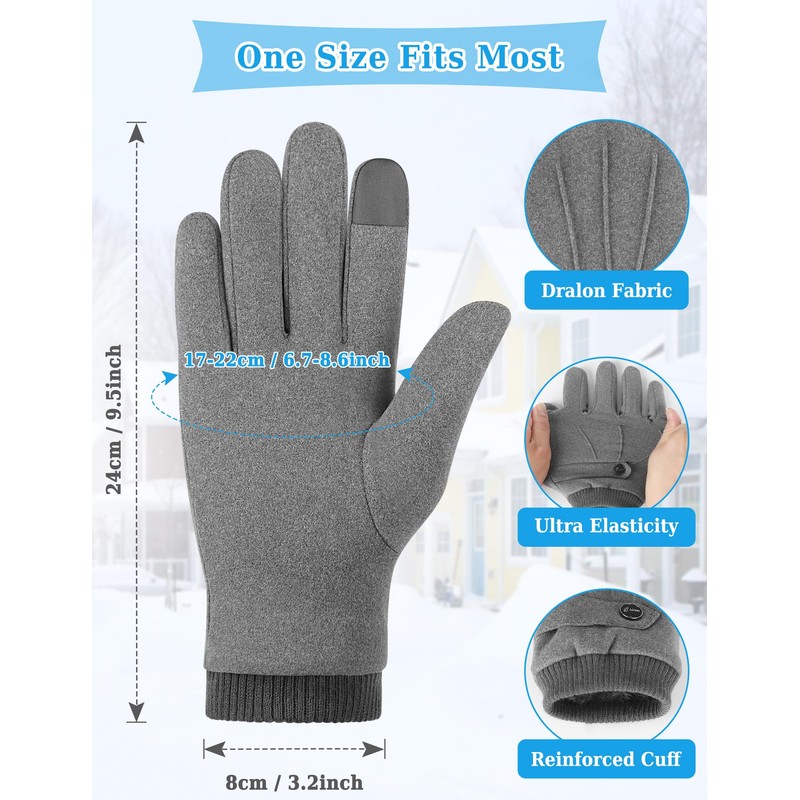 MELLIEX Winter Gloves Men's Polyester Warm Thick Fleece Windproof Cold