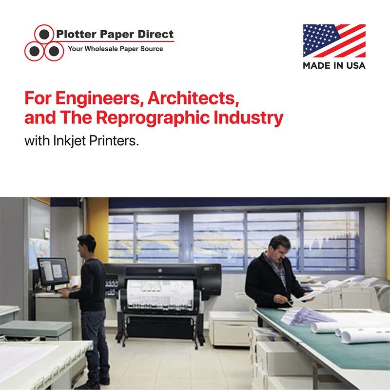 Plotter Paper Direct (18lb, Translucent | 4 Rolls, 2" Core