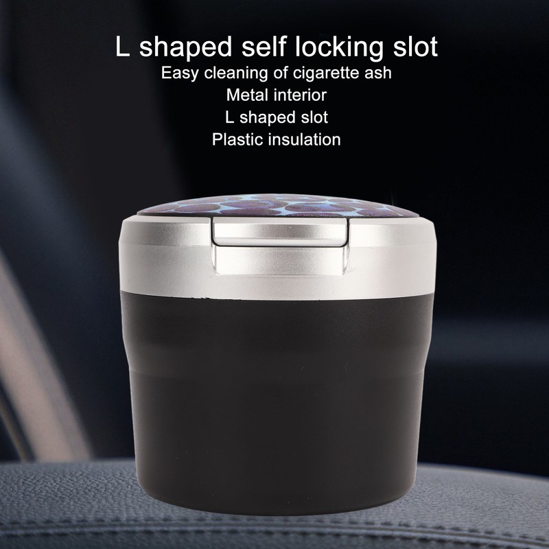 Portable Car Ashtray Mini Silver Edge Fire Prevention Smokeless Auto